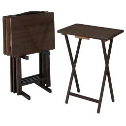 Mainstays Walnut 5-Piece Folding TV Tray Table Set, 19 X 15 X 26 Inch ( 4 Table + 1 Rack Stand )