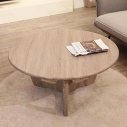 Wooden Curved Leg Round Coffee Table, Accent Couch,Home Decoration, Living Room Tables, 36 X 18 Inches, Natural