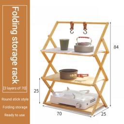 Outdoor Camping Shelf Rack Multifunctional Multi-layer Foldable Rack Portable Installation-free Bamboo Wood Storage Shoe Rack