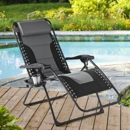 Mainstays Outdoors Oversized Zero Gravity Chair Bungee Sling Lounger, Gray And Black