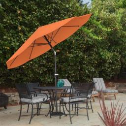 Auto Tilt Patio Umbrella, 10 Ft Aluminum, Easy Crank, Brilliant Blue