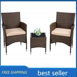 Outdoor Patio Furniture Set, Wicker Bistro Set Outdoor Patio Set Rattan Chair Conversation Sets Patio Sofa Wicker Table Set