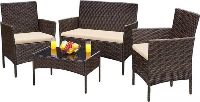 Outdoor Furniture Brown and Beige Outdoor Sessions Chairs Set Garden Furniture Sets Patio Table Chair Terrace Outside