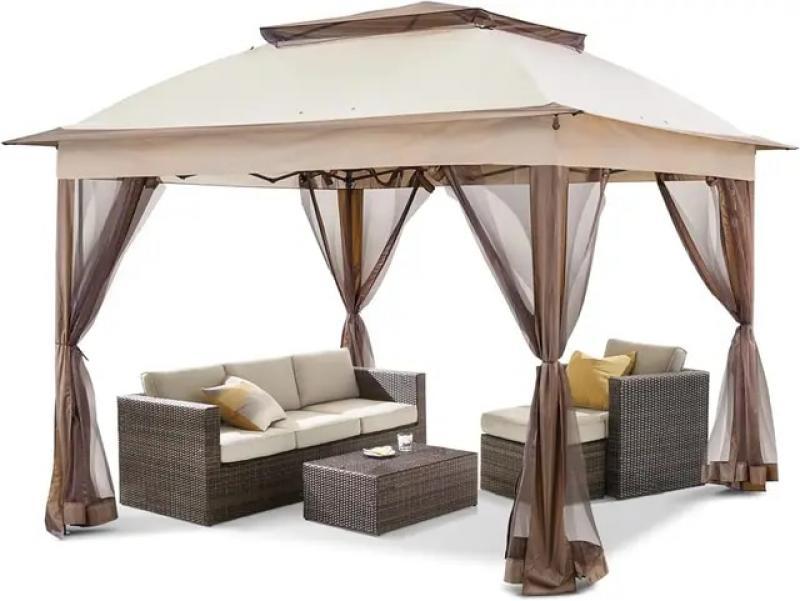 Cool Spot 11x11 Pop-Up Instant Gazebo Tent with Mosquito Netting Outdoor Canopy Shelter with 121 Square Feet of Shade