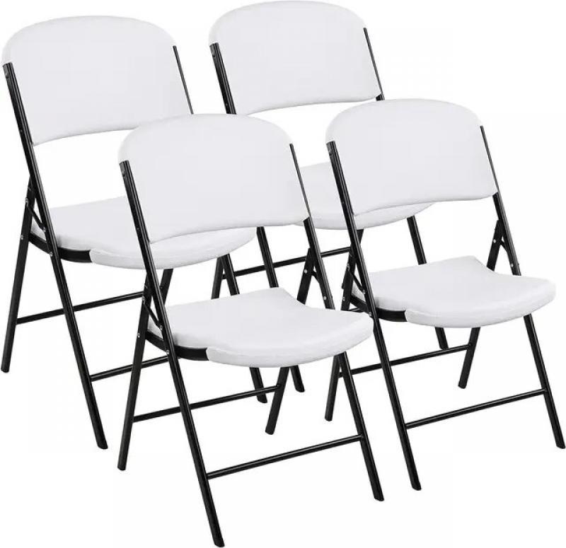 Signature Folding Plastic Chair with 500-Pound Capacity, White, outdoor chair  patio furniture garden  outdoor chair