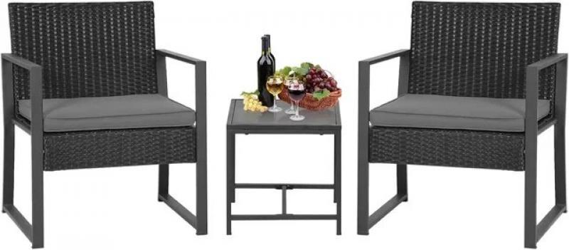 Wicker Patio Furniture 3 Piece Patio Set Chairs Bistro Set Outdoor Rattan Conversation Set for Backyard Porch Poolside Lawn