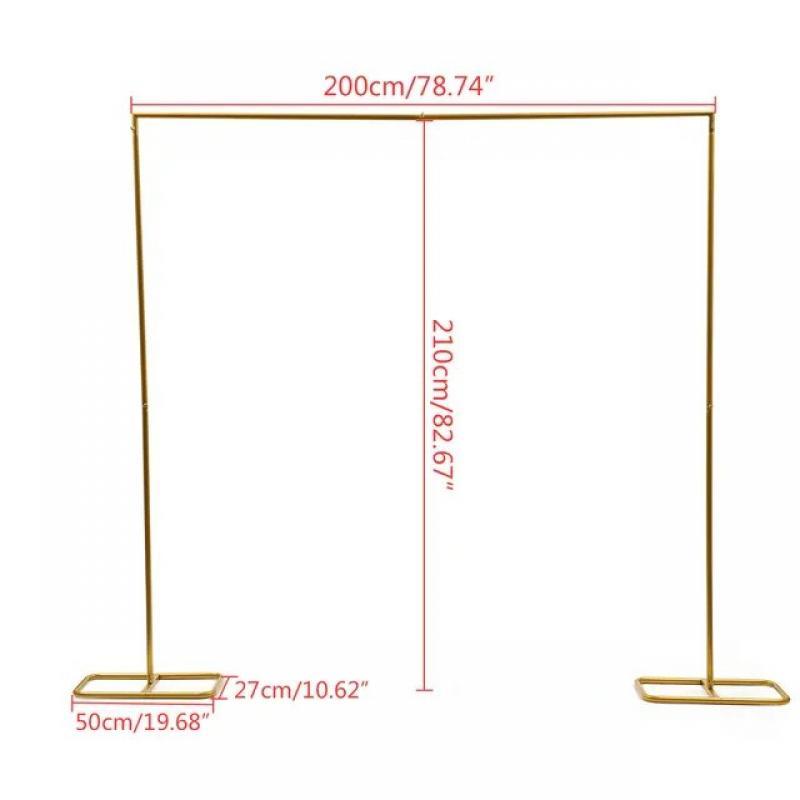 2*2.1M Gold Wedding Arch Door Square Metal Flower Rack with Bases Background Decorative Frame for Wedding Birthday Party Decor