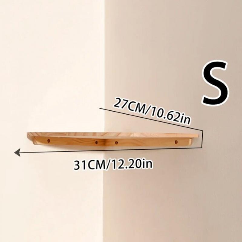 Wall Corner Shelves Wood Floating Shelves Round End Wall Mounted Floating Corner Shelf for Bedroom, Living Room and Kitchen