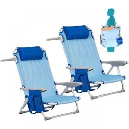 Camping Chair Beach Chair With Headrest Portable Folding Chair 2 Piece Set Camping Outdoor Furniture Foldable Travel