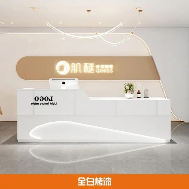 Luxury Lectern Cabinet Reception Desks Advisory Register Simple Standing Lighting Console Counter Comptoir Caisse Furnitures