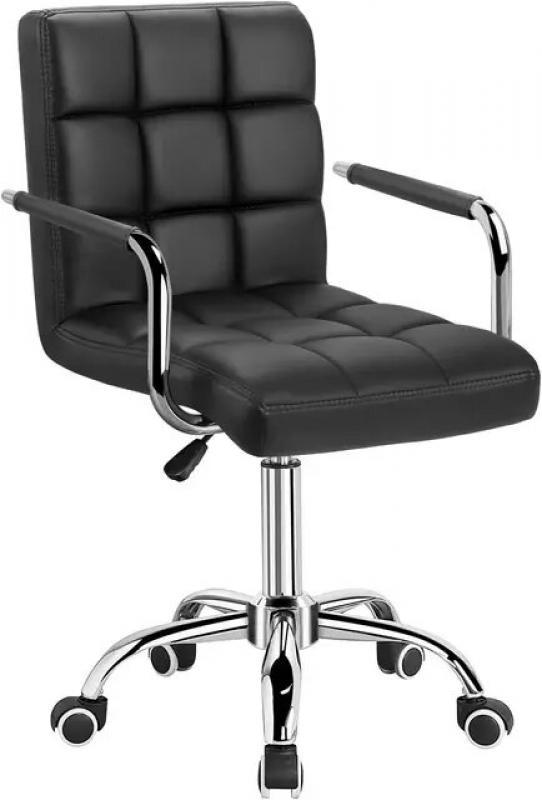Mid-Back Office Task Chair Ribbed PU Leather Executive Modern Adjustable Home Desk Retro Comfortable Work Chair Degree Swivel