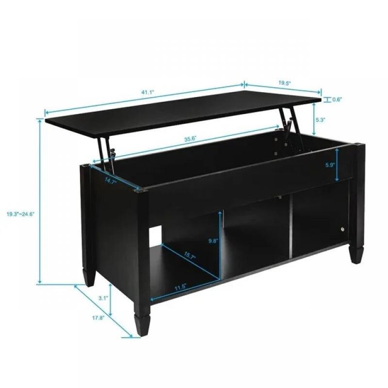 Coffee Table Lift Top Coffee Table Hidden Storag Compartment  Lower 3 Cube Open Shelves Lift Tabletop Coffee Table for Live Room