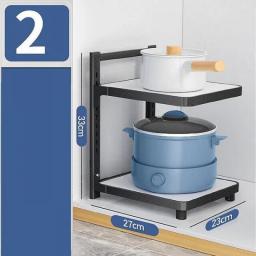Multi-layer Pot Rack Kitchen Under Sink Storage Rack Storage Shelf Layered Corner Closet Organizer Household Adjustable Cabinets