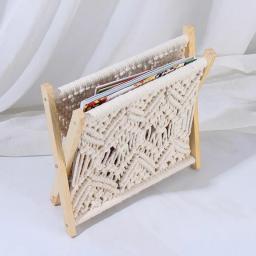 Cotton Rope Woven Newspaper Rack Folding Magazine Organizer Desktop Storage Rack Information Rack Bookshelf Floor-standing Stora