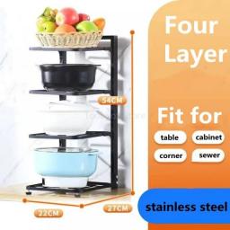 Kitchen Organizer Rack Under Sink Cabinet Pot Rack Holder Multi-layer Household Multifunctional Pot Storage Rack Bowl Shelf