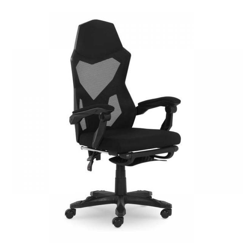 Ergonimic Fabric Reclining Gaming Chair with Footrest and Linkage Armrests, Cream Home Office  Ergonomic Desk Chai