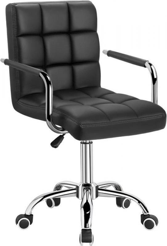 Mid-Back Office Task Chair Ribbed PU Leather Executive Modern Adjustable Home Desk Retro Comfortable Work Chair Degree Swivel