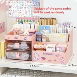 Desktop Cosmetic Storage Box Organizer Drawer Office Storage Rack Stationery Desk Pen Holder Bunny Drawer Organizer Cute Kawaii
