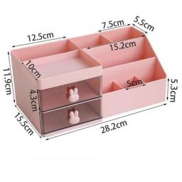 Desktop Transparent Cosmetics Storage Box Desktop Organizer With Drawers Pen Holder Stationary Storage Rack For Office Desks