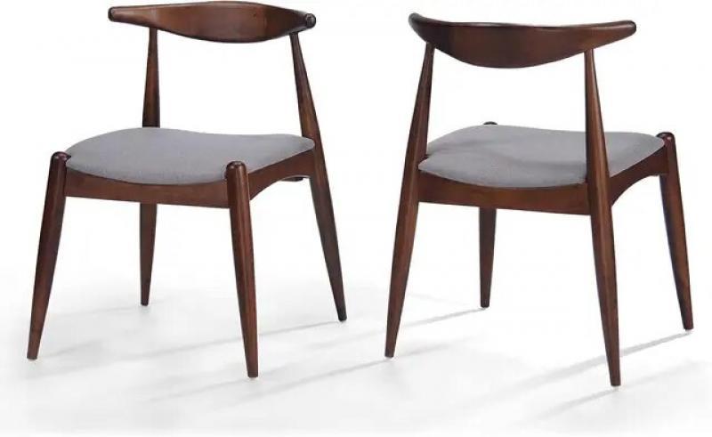 Christopher Knight Home Francie Fabric with Oak Finish Dining Chairs, 2-Pcs Set, Grey / Oak