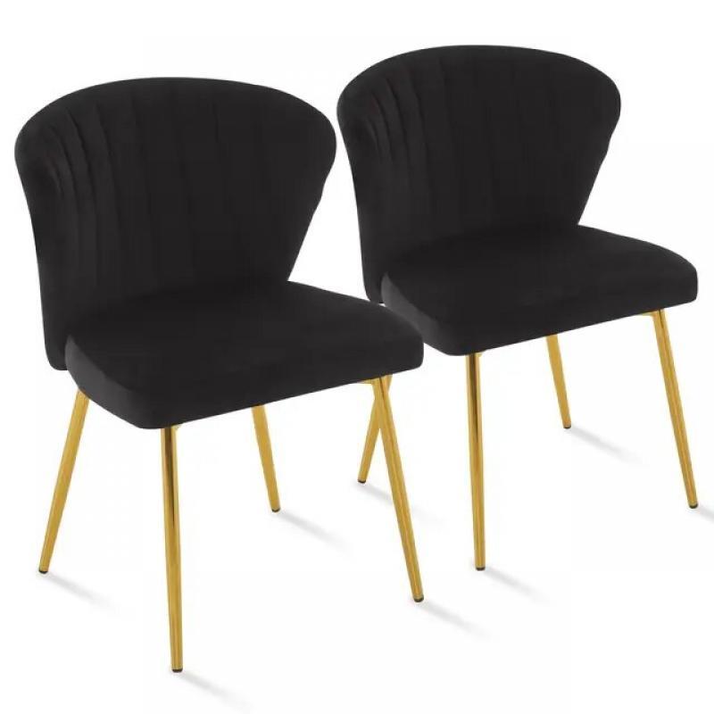 Velvet Dinning Chairs 3-day Delivery Set of 2 Durable Proof Living Room Chairs Upholstered Side Chair with Golden Metal Legs