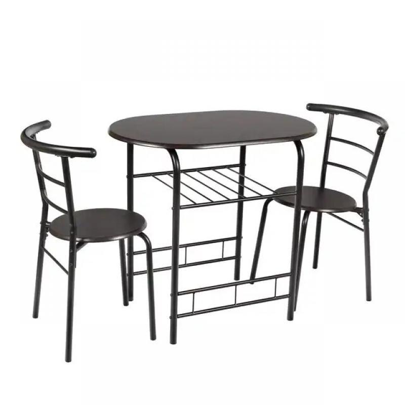 Mainstays 3-Piece Metal Wood Dining Set, Include 1 Table and 2 Chairs - Multi Colors, White and Beech Color (2 People Seating