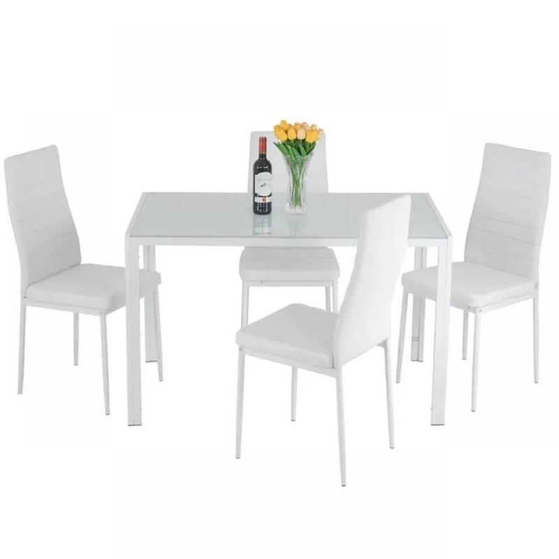 New Dining Table Set Glass for Small Spaces Kitchen Table and Chairs for 4 Table with Chairs Home Furniture Rectangular Modern