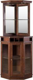 Splendid Dining Room Or Lounge Corner Bar With Wood Frame And 5 Bottle Wine Rack, Mahogany