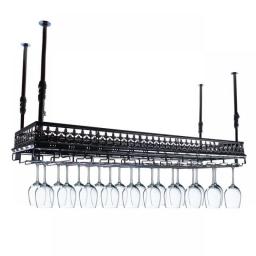 Vintage Adjustable Hanging Wine Glass Cup Rack Shelf Holder Hanger Organizer UK Industrial Metal Bar Wine Glass Hanging Rack