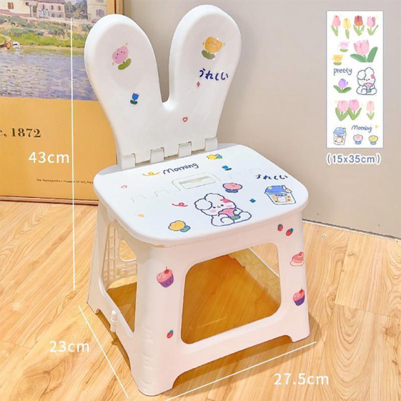 Portable Creative Rabbit Folding Rabbit Ear Backrest Chair with Sticker Changing Shoes Sofa Footrest Stool Bench Home Decoration