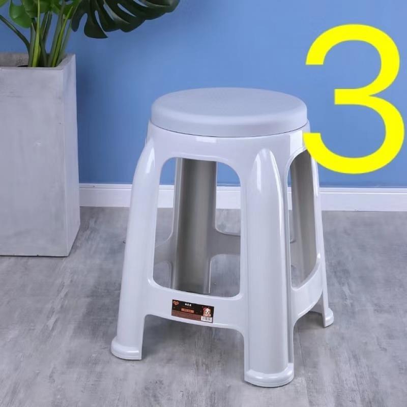 Z51Plastic stool household thickened high stool bathroom stool adult dining table stool striped curved small bench