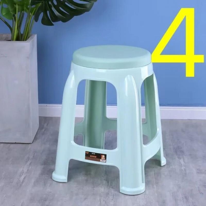 Z52Plastic stool household thickened high stool bathroom stool adult dining table stool striped curved small bench