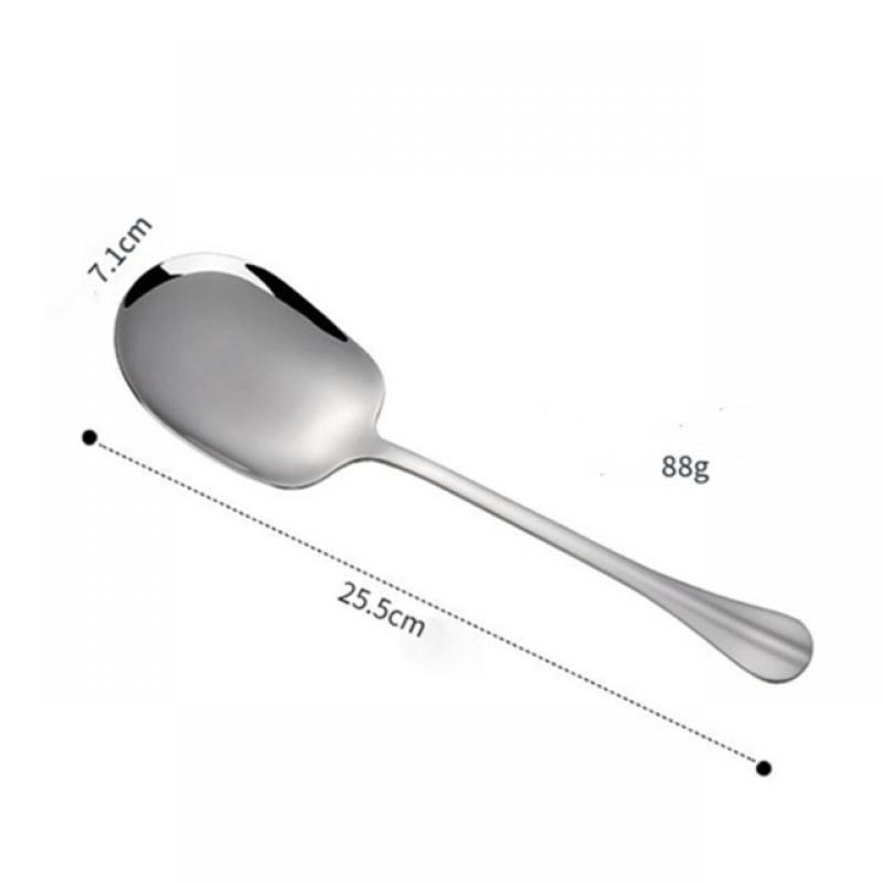 Thicken Kitchen Dinner Dish Soup Rice Western Restaurant Bar Public Spoon Large Stainless Steel Round Head Buffet Serving Spoon
