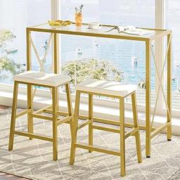 Bar Table Set, 3 Piece Modern Bar Table And Chairs Set, 39.4'' Pub Table Dining Set, Counter Height Table