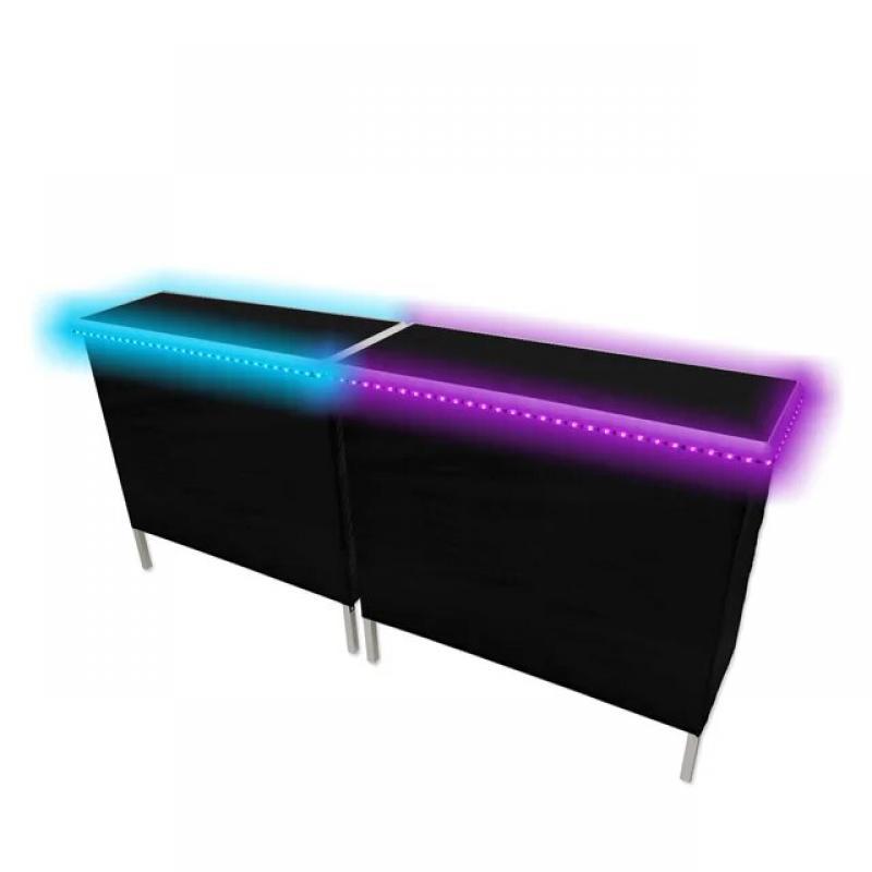 Portable Folding Party Bar with LED Lights and Black & Hawaiian Bar Skirts, 39 inches - Single Set cocktail table  bar table