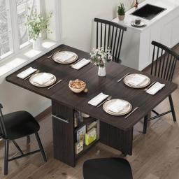 With 2 Tier Storage-Extendable Drop Leaf Farmhouse Wood Kitchen Dining Room Tables Set For 4 Luxury Dining Table Wooden Dinning