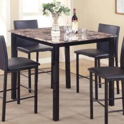 Garden Furniture Sets Citico Metal Counter Height Dining Table With Laminated Faux Marble Top Black Furnitures Dining Room Set
