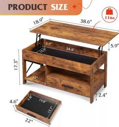 Lift Top Coffee Table For Living Room,Coffee Table With Storage,Hidden Compartment And Metal Frame