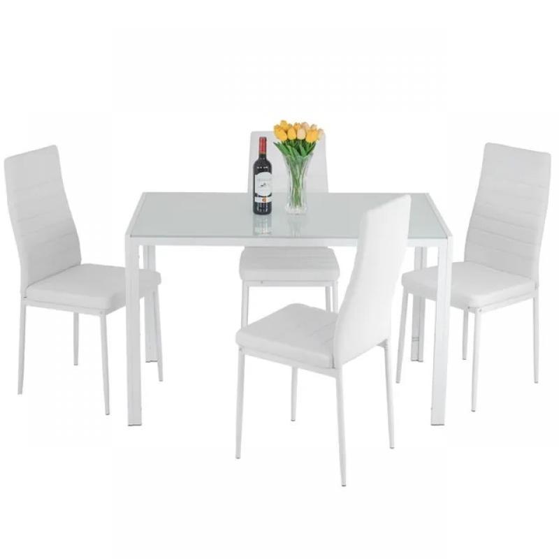 New Dining Table Set Glass for Small Spaces Kitchen Table and Chairs for 4 Table with Chairs Home Furniture Rectangular Modern