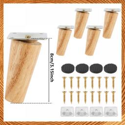 4 Pcs Furniture Legs Natural Wooden Solid Furniture Feet Oblique/Straight Table Feet Non-slip Furniture Floor Protector Decorate