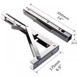 2pc Folding Shelf Brackets Heavy Duty Stainless Steel DIY Wall Mounted Collapsible Furniture Space Saving For Garage Workstation