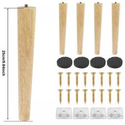 4 Pack Furniture Legs Wooden Solid Furniture Feet Oblique/Straight Table Feet Home Non-slip Chair Replacement Feet Sloping Foot