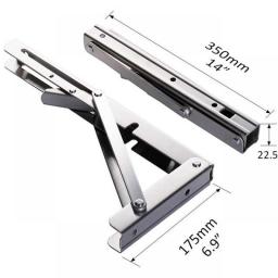 2pc Folding Shelf Brackets Heavy Duty Stainless Steel DIY Wall Mounted Collapsible Furniture Space Saving For Garage Workstation