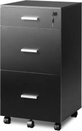 DEVAISE 3 Drawer Rolling File Cabinet With Lock Wood Filing Cabinet Fits Letter / A4 Size For Home Office Black