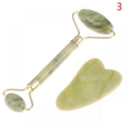 Natural Rose Jade Roller Face Massage Gua Sha Board Jade Massager Body Facial Eye Scraping Acupuncture Face Lift