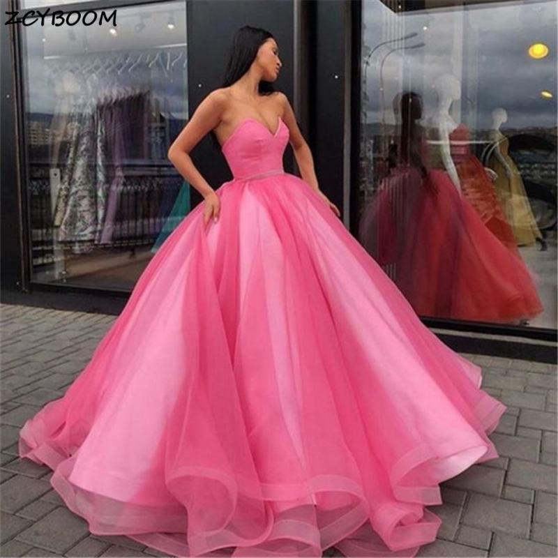 Pink Prom Dress A-Line Evening Gowns Women Formal Party 2023 Blue Sweetheart Neck Tulle Burgundy Graduation Long Robes De Soirée