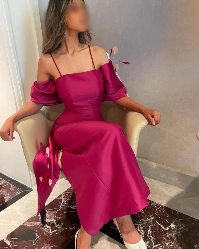 Spaghetti Straps Prom Dresses with Bow Wraps Wedding Guest Dress for Women Sexy Back Cocktail Party Night Gowns