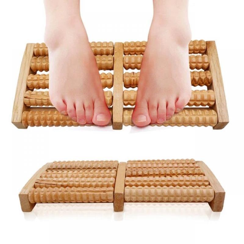 3 5 Row Wooden Foot Massage Roller Acupressure Trigger Point Relax Pain Stress Relief Shiatsu Roller Foot Massager Care Tools