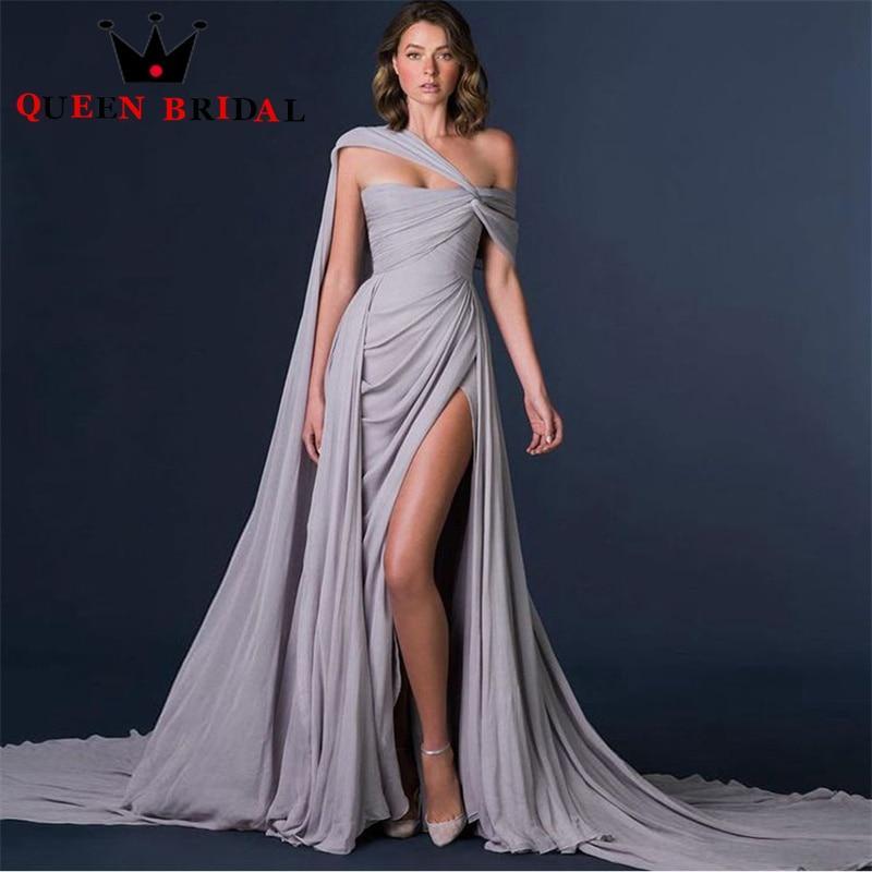 Sexy Mermaid Chiffon Prom Evening One Shoulder Pleats Sleeveless Arabic Formal Party Gowns 	 فستان حفلة موسيقية Custom C72X