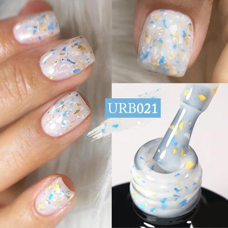UR SUGAR 7ml Glass Bottle Gold Glitter Rubber Base Gel Polish Gold Pink Milky White Semi Permanent UV LED Nail Art Gel Varnish